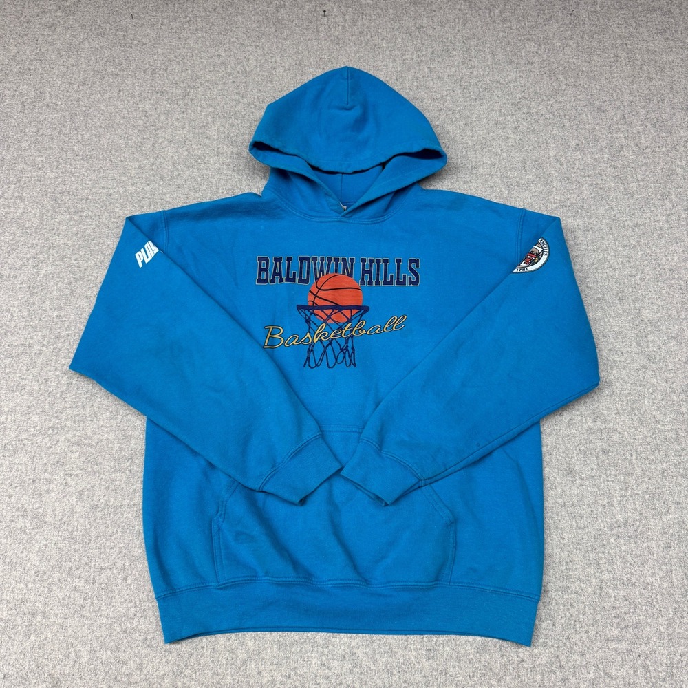 Gildan | Baldwin Hills Basketball Hoodie | Size M | Blue | Play LA Graphic Patch